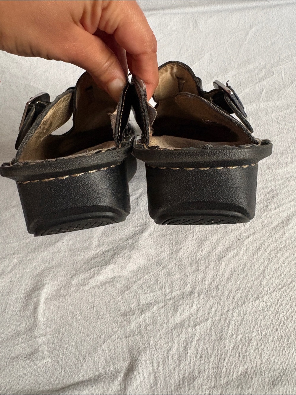 Alegria Black Patent Moccasin Clogs with Buckle - Picture 10 of 15